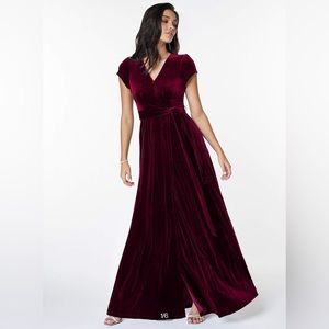 Blush Mark (Azazie) Burgundy Velvet Full-Legth Dress, 2X, New with Tags